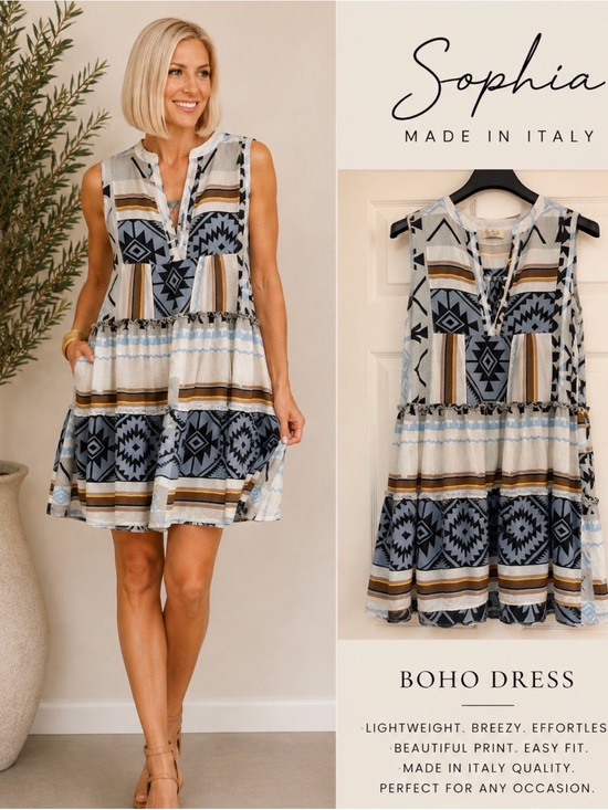 Soohia Italian Collection Dresses & Skirts - Sophia Dress/ Made in Italy. One size fits most 2-14. Linen feel. Pockets!